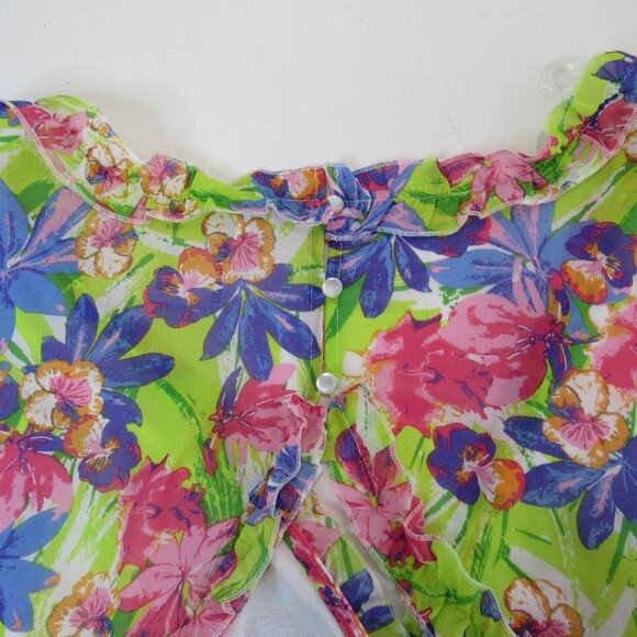 It's Fashion Women's V-Neck Floral Ruffle Cutout Backless Mini Dress Size 2X - Picture 4 of 10